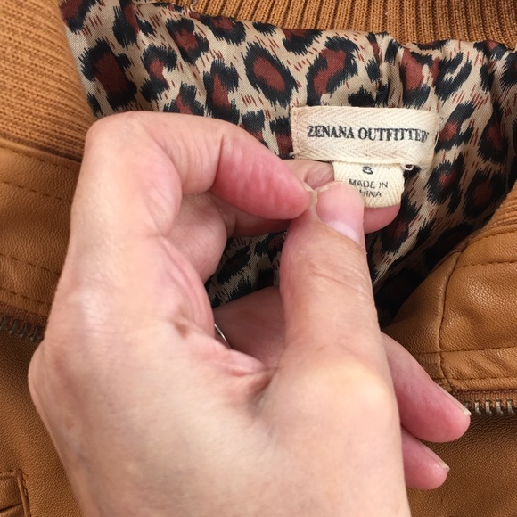 Zenana Tan PUb Leather Jacket Leopard Line… - Picture 2 of 8